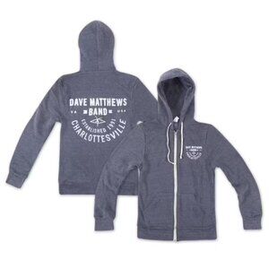 DMB Dave Matthews Band - Charlottesville, Virginia Zip-Up Hoodie | Small | Gray